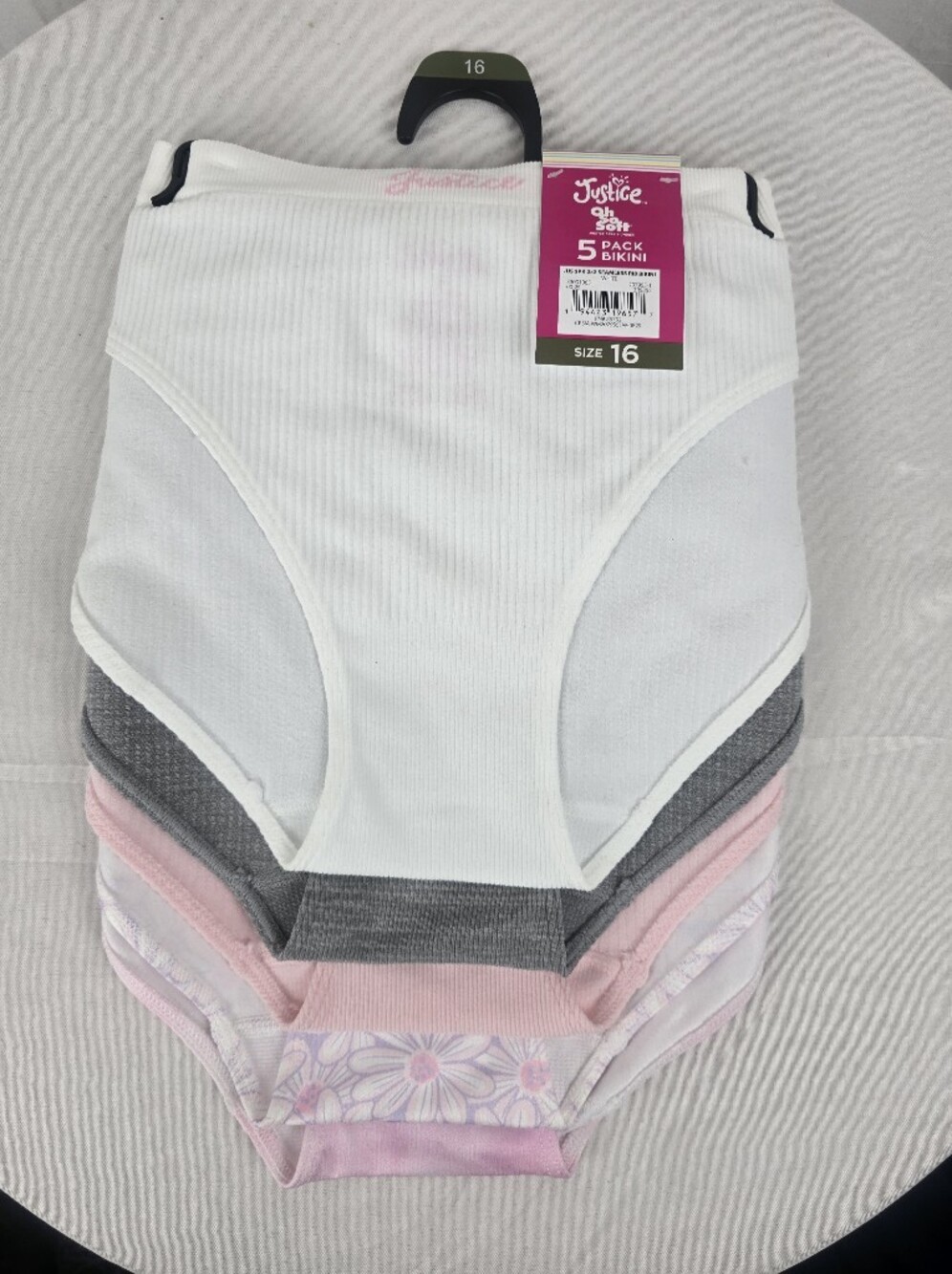 NWT Justice Girl's Oh So Soft Pink Multicolor Tie-Dye 5 Pack Bikini's Sz 16